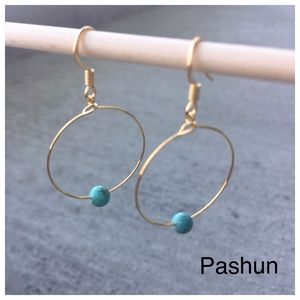 New Gold Hoops with Howlite (#1537)